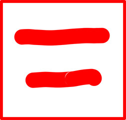 hand drawn math symbol equals , red math symbol in doodle style