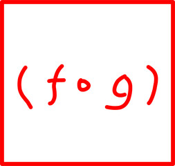 hand drawn composition symbol of function in mathematics, red math symbol in doodle style