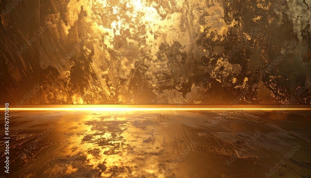 Poster golden light reflection abstract space digital artwork artistic environment dynamic perspective conc
