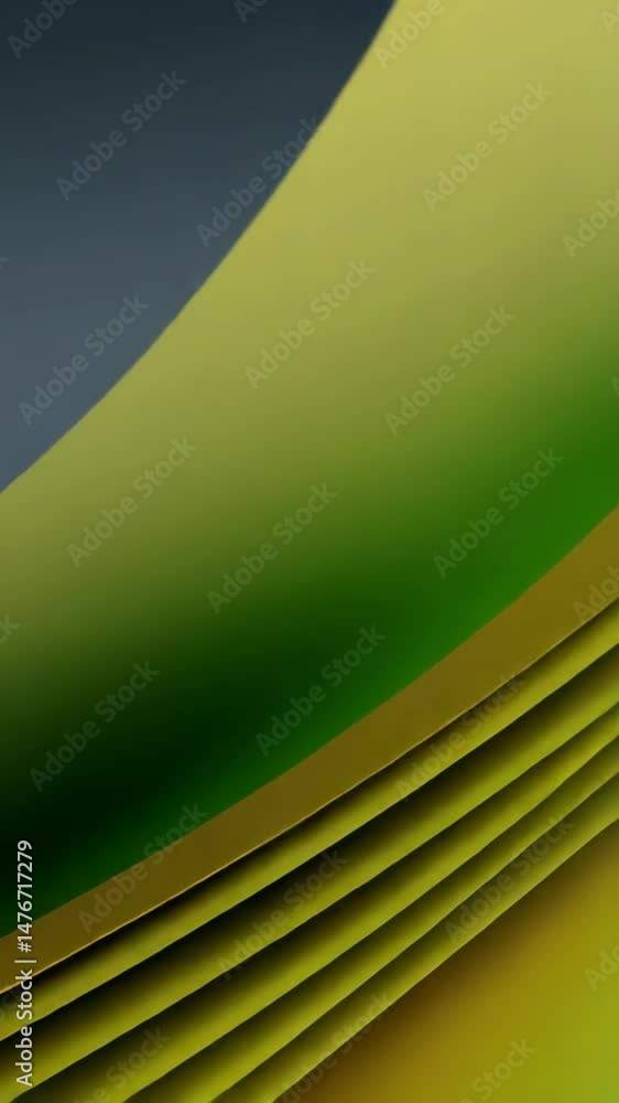 Poster abstract layered paper art with shades of green and yellow create curved lines for a modern, unique 