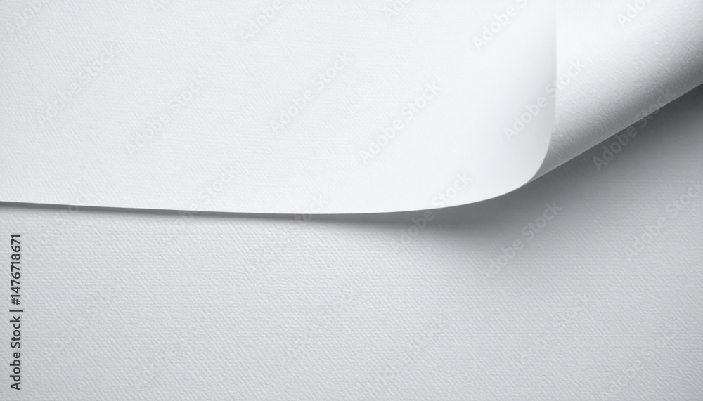 Poster curled white paper sheet studio setting minimalist image neutral background close-up artistic concep