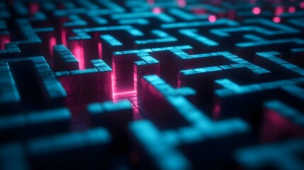 Obraz premium Vibrant Maze Design Featuring Glowing Pink and Blue Elements