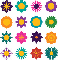 Fototapeta premium Flower element collection. Flower icon set. Set of floral elements. Decorative floral design elements