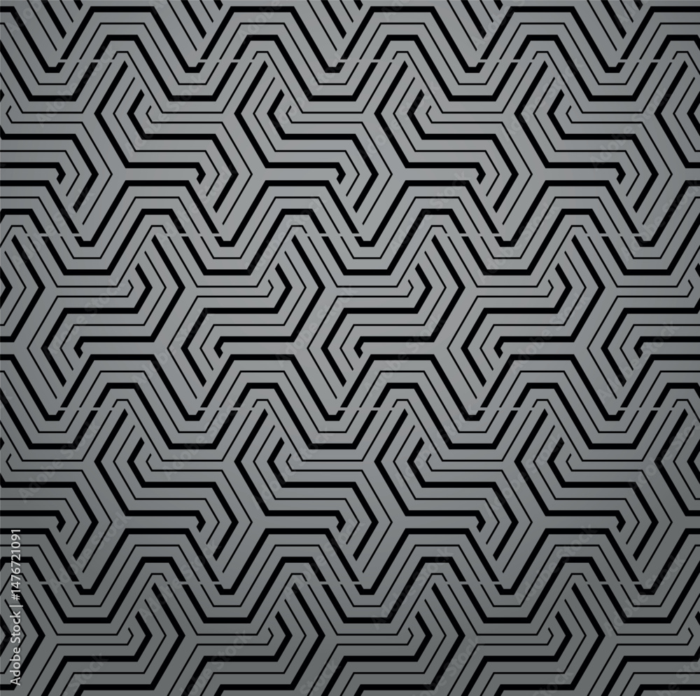 Aufkleber abstract geometric pattern with stripes, lines. seamless vector background. gray and black ornament.