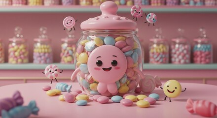 Obraz premium Cute Candy in Jar