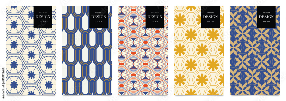 Aufkleber japanese patterns vector. geometric shape and ornamental vector patterns and swatches. design for fa