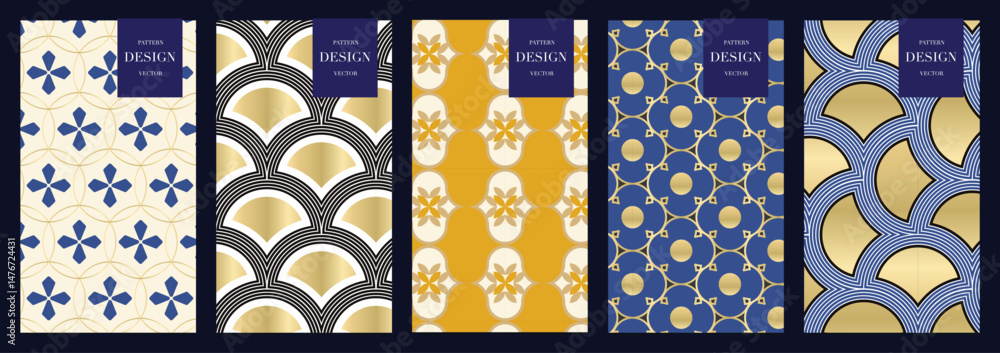 Aufkleber japanese patterns vector. geometric shape and ornamental vector patterns and swatches. design for fa