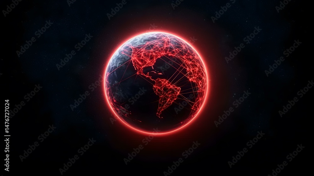 Aufkleber the image shows a digitally enhanced representation of planet earth, centered on the americas, envel
