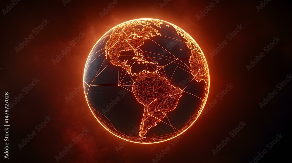 Poster the image shows a digital rendering of planet earth, centered and prominently displayed against a da