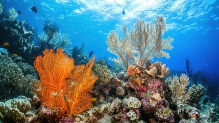 Obraz premium A coral garden with sea fans and sponges