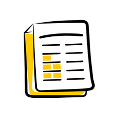 Fototapeta premium Stock spreadsheet with yellow highlights and data tables 