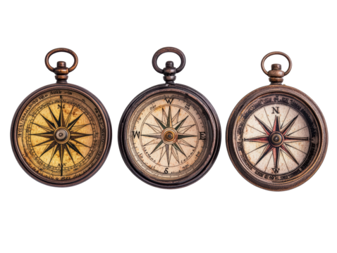Isolated Set of Vintage Compasses