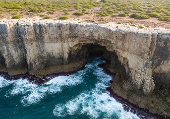 Coastal cave ocean scenic view