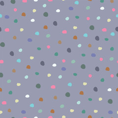 Retro polka dots different colors on blue background. Vector illustration	
