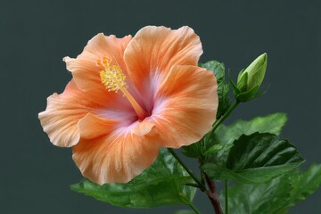 Peach Hibiscus Blossom: A Serene Botanical Study