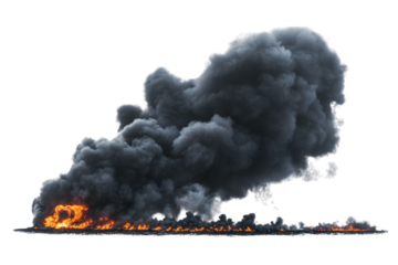 Massive Wildfire Smoke Clouds . Transparent background PNG
