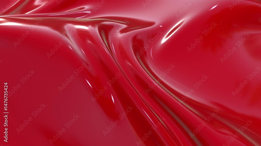 Poster watch as a smooth, red fabric transforms into a mesmerizing 4k 3d animation of flowing waves and gen