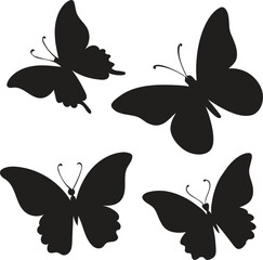 set of vector butterflies, Flying butterflies silhouette vector set
