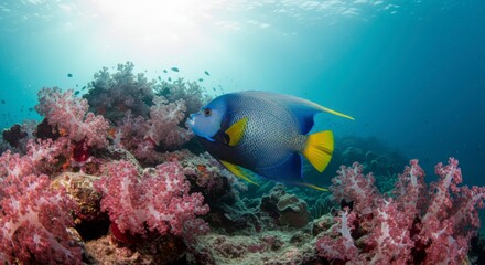 Obraz premium Angelfish amidst vibrant coral reef