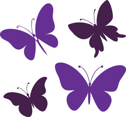 set of colorful butterflies, Flying butterflies silhouette vector set