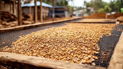 Obraz premium Gravel mix imported from abroad laid out on construction mesh