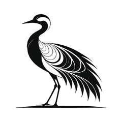 Elegant Black Crane Silhouette – Minimalist Modern Wildlife Art