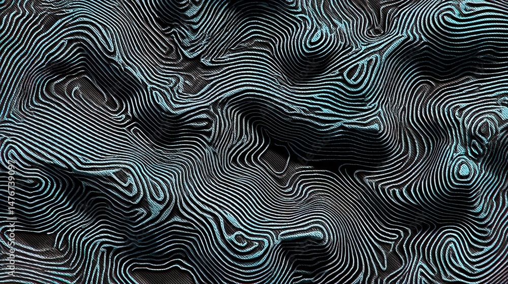 Poster intricate patterns of undulating lines creating a mesmerizing topographic effect