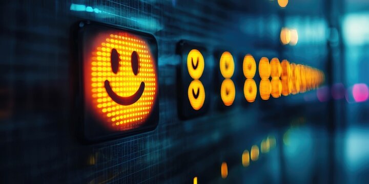 Happy emoji on feedback interface lighting up