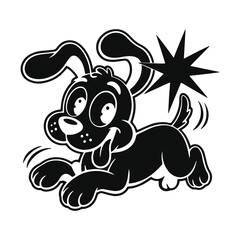 Cartoon Dog with Big Eyes & Ears – Black & White Comic Style