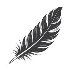 Minimalist Bird Feather Silhouette &ndash; Black & White Vector Illustration