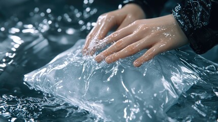 Fototapeta premium Testing waterproof capability by brushing on damp napkin
