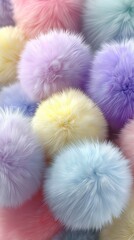 Pastel Fluffy Fur Balls: Cute and Soft Mobile Wallpaper