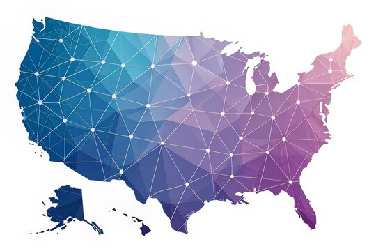 USA map with geometric network connections