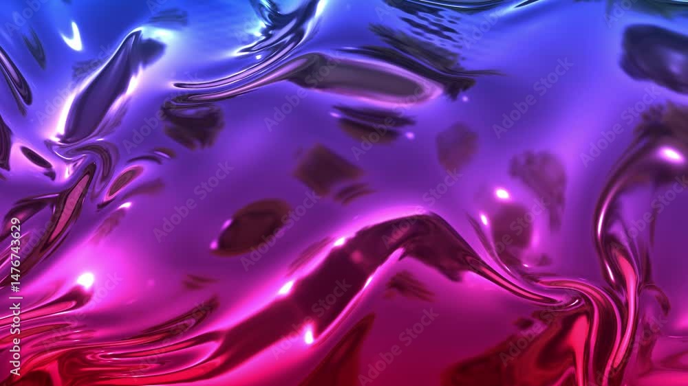 Poster fluid metallic cloth animation in 4k. abstract 3d render of wavy surface with ripples and folds. ide