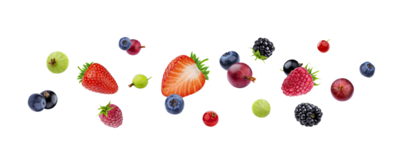 mixed berries isolated on white background