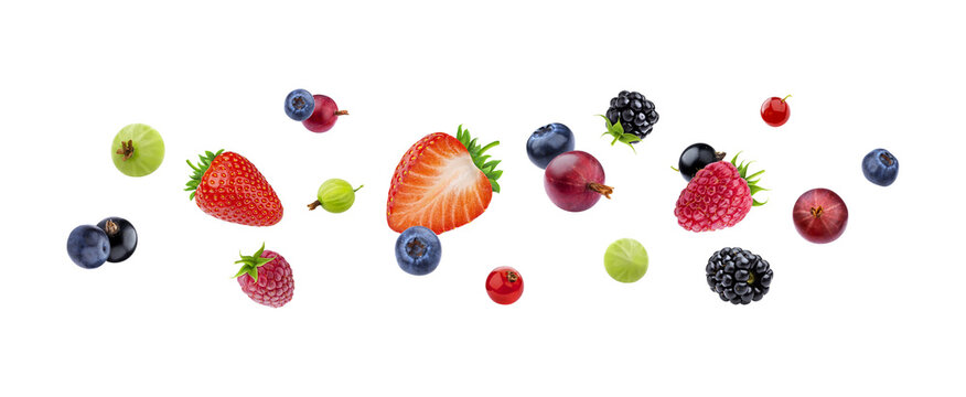 mixed berries isolated on white background