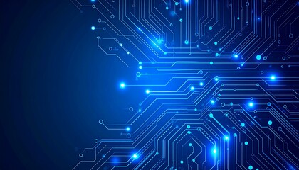 Futuristic electronic circuit background, glowing lines and sharp detail