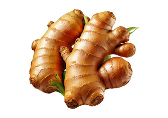 Ginger root on white isolated on transparent or white background