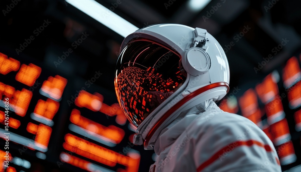 Poster astronaut in futuristic space station