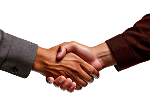 Hand shake gleams isolated on transparent or white background