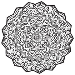 Mandala Coloring book template. wallpaper design, lace pattern and tattoo. decoration for interior design.