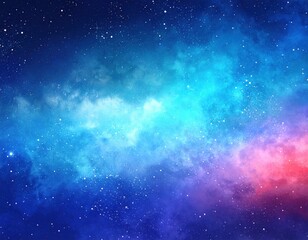 Naklejka premium A vibrant cosmic scene showcasing a blend of blues, purples, and pinks with twinkling stars scattered throughout the expansive universe