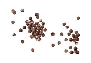 chocolate chips isolated on white background
