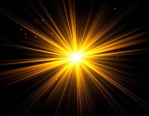 A radiant explosion of golden light radiates outward, creating a stunning visual effect against a dark background