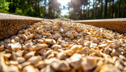 Obraz premium Light beige gravel path in woods