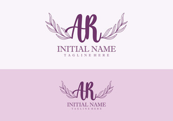 Minimalist concept wedding monogram set with initials letter AR