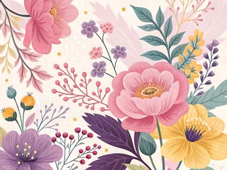 Delicate floral arrangement with soft pastel colors and various blooms