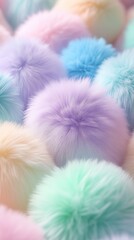 Cute Pastel Colorful Furry Balls Wallpaper Background