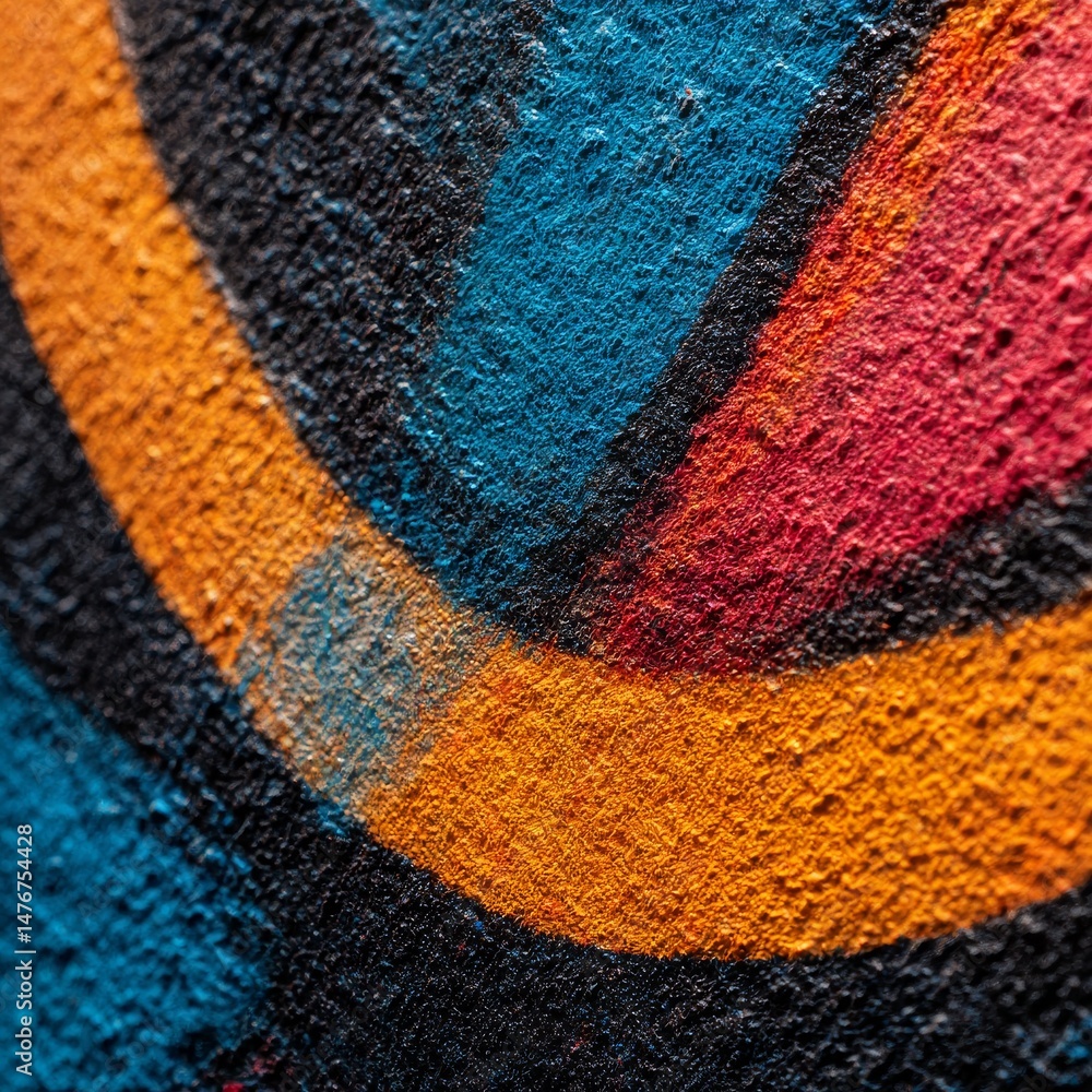 Aufkleber abstract macro shot of colorful spray paint on textured surface, concentric art design