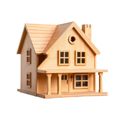 Toy wooden house isolated on transparent background